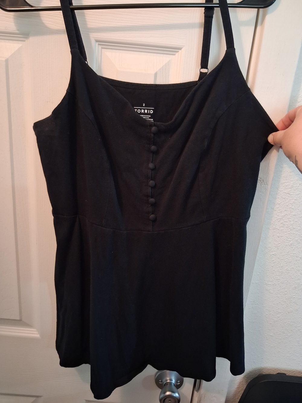 torrid Black Spaghetti Strap Button-Front Peplum Camisole